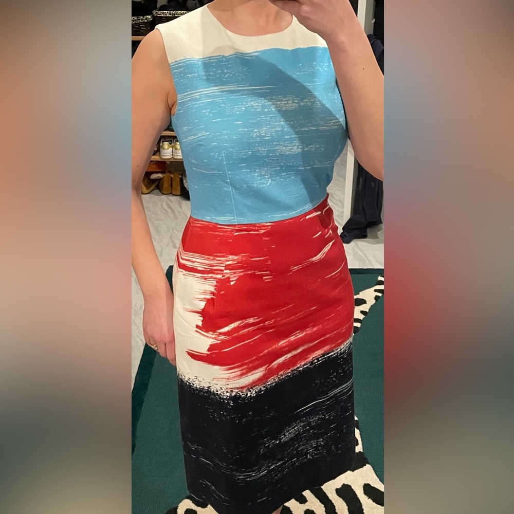 Lands' End Painted Canvas Color Block Dress sz 8 - Picture 5 of 6